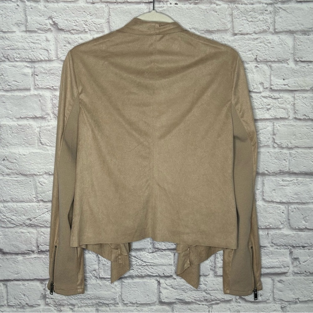 NWT Carmen Marc Valvo Faux Suede Draped Open Front Jacket- Zip Pockets - Picture 5 of 15